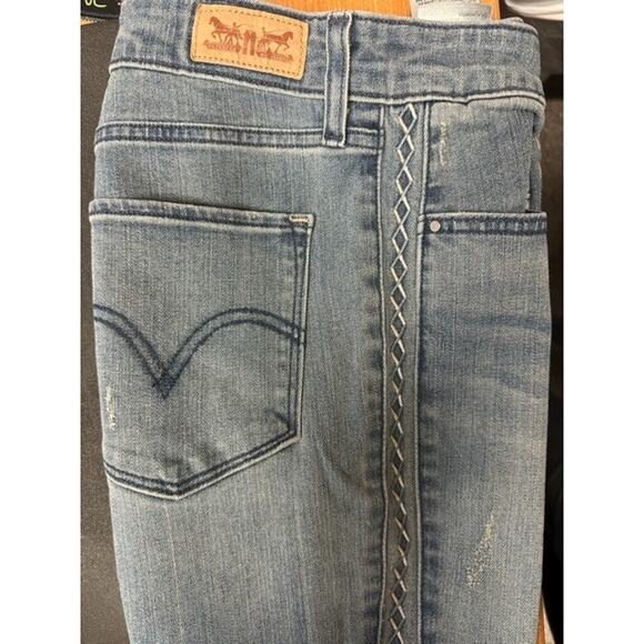 Levi's Mid-Rise Southwest Aztec Embroidered Tuxedo Stripe Skinny Jeans Sz 29 - Picture 6 of 16